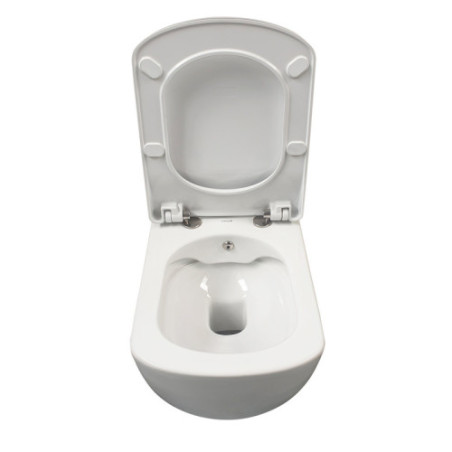 Creavit Design RimOff Hänge WC mit Taharet Edelstahl-Düse (Bidet) Weiß