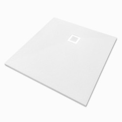 Veroni shower tray made of composite stone with slate pattern flat (TXBXH) 90 x 90 x 3 cm white - SL99W - 1