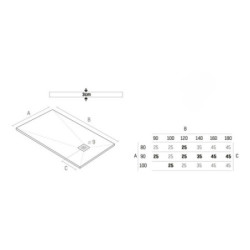 Veroni shower tray made of composite stone with slate pattern flat (TXBXH) 90 x 90 x 3 cm white - SL99W - 4