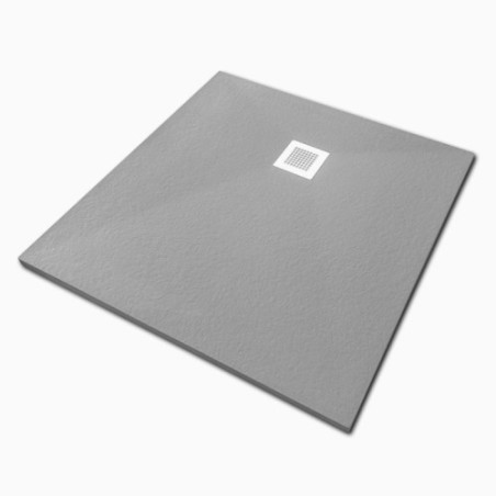 Veroni shower tray made of composite stone with slate pattern flat (TXBXH) 90 x 90 x 3 cm gray