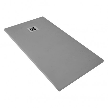 Veroni shower tray made of composite stone with slate pattern flat (TXBXH) 160 x 90 x 3 cm gray
