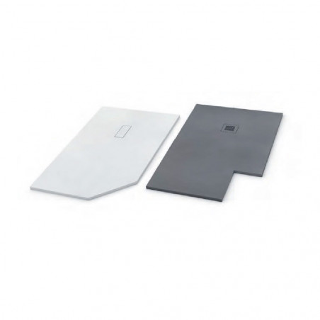Veroni shower tray made of composite stone with slate pattern flat (TXBxH) 120 x 80 x 3 cm gray