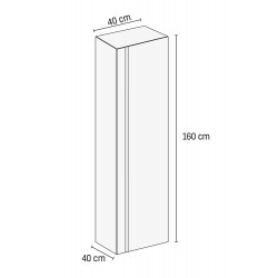 Sally bathroom tall cabinet 160cm gray high gloss - BD160.03 - 2