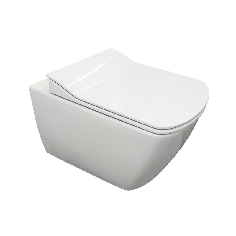 Creavit Design RimOff Hänge WC mit Taharet Edelstahl-Düse (Bidet) Weiß - EG321-00CB00E-0005 - cover