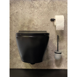 Spülrandloses Hänge WC mit Taharet/Bidet/Dusch-WC Funktion und integrierter Kalt- und Warmwasserarmatur Schwarz - AL66700 - 1