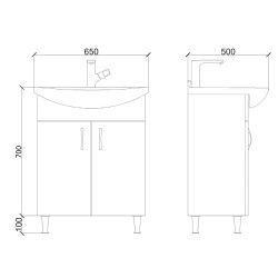Aleco 65 bathroom furniture cabinet with feet white - ALECO65 - 3