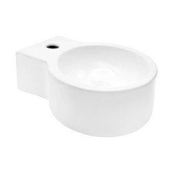 Aloni Design Handwaschbecken Waschtisch Rund Weiß mit Hahnloch 35 x 28 x 16 cm - ES-410 - 1
