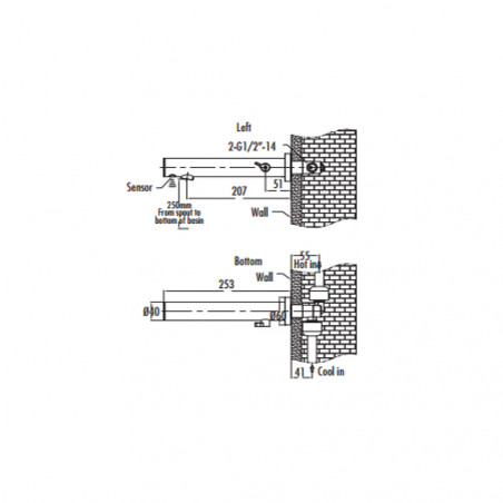 Creavit infrared sensor mixer basin mixer with hot / cold regulator chrome