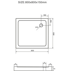 Aloni shower tray shower tank square (BXBxH) 80 x 80 x 15 cm white - TK813 - 1