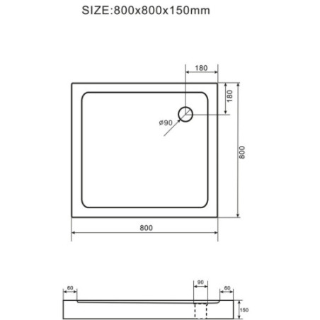 Aloni shower tray shower tank square (BXBxH) 80 x 80 x 15 cm white