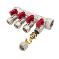 Distributor with 4 outlets Ball valve red MF-1 "4 x 16 - BLR414 - 0