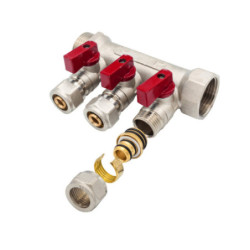 Distributor with 3 outlets ball valve red MF-1 "3 x 16 - BLR413 - 0