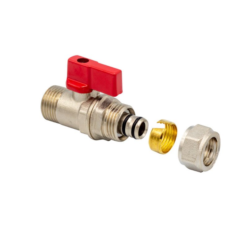 Ball valve with clamping ring 1/2 "AG 16 x 2 red - BLR440 - cover