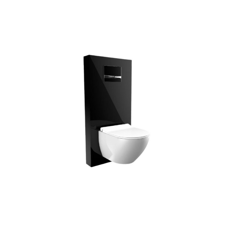Belvit Schwarzglas Sanitärmodul für Wand-WC, Hänge WC