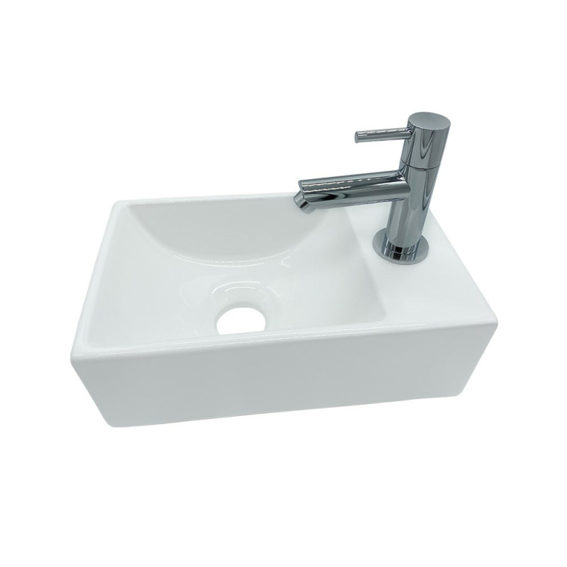 Aloni ceramic design hand washbasin white tap hole right 30 x 18.5 x 9.5 cm - 431-R - cover