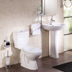 Stand-WC mit Keramik-Spülkasten und Softclose WC-Sitz Senkrecht Boden - S-ESW002 - 2