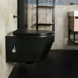 Spülrandloses Hänge Wand WC mit Taharet Armatur Softclose Deckel schwarz matt - AL66700+AL0611 - 2