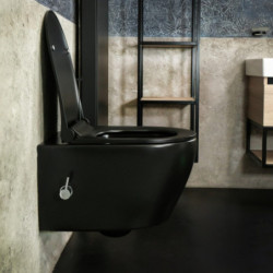 Spülrandloses Hänge Wand WC mit Taharet Armatur Softclose Deckel schwarz matt - AL66700+AL0611 - 3