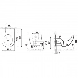 Spülrandloses Hänge WC aus Sanitärkeramik mit Soft-Close Duroplast-WC-Sitz - B_FE322.001+AL0411 - 3