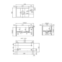 Solid Surface Waschbecken + Handtuchhalterung Hahnloch Links 36x20x16cm - 425SL - 2