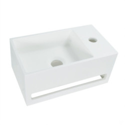 Solid Surface Waschbecken + Handtuchhalterung Hahnloch Rechts 36x20x16cm - 425SR - 0