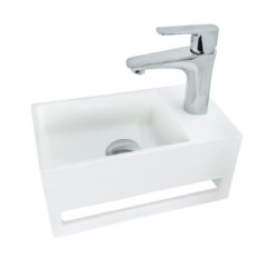 Solid Surface Waschbecken + Handtuchhalterung Hahnloch Rechts 36x20x16cm - 425SR - 1