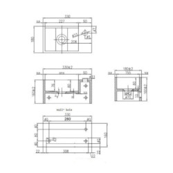 Solid Surface Waschbecken + Handtuchhalterung Hahnloch Rechts 36x20x16cm - 425SR - 2