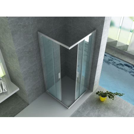 Aloni shower cubicle with corner entry and swing doors chrome ramen clear glass (BXTXH) 800 x 800 x 1950 mm