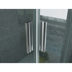 Aloni shower cubicle with corner entry and swing doors chrome rams clear glass (BXTxH) 900 x 900 x 1950 mm - CR-CE9090 - 2