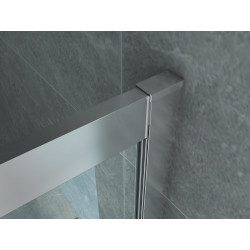 Aloni shower cubicle with corner entry and swing doors chrome rams clear glass (BXTxH) 900 x 900 x 1950 mm - CR-CE9090 - 3