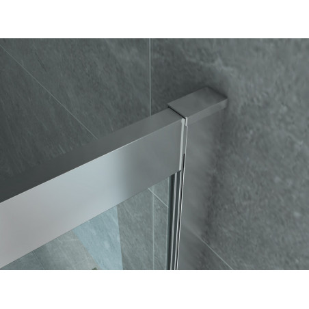 Aloni shower cubicle with corner entry and swing doors chrome rams clear glass (BXTxH) 900 x 900 x 1950 mm
