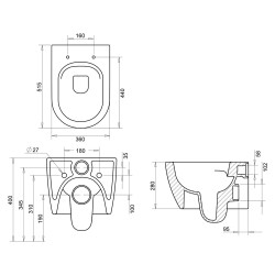 Aloni Spülrandloses Wand Hänge WC mit Taharet/Bidet/Dusch-WC Funktion Weiß - AL5512 - 11