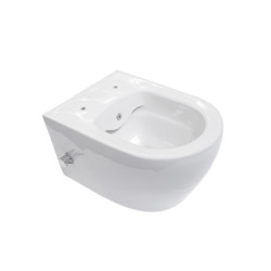 Aloni Spülrandloses Hänge WC mit integrierter Kalt- und Warmwasserarmatur und Taharet/Bidet/Dusch-WC Funktion Weiß - AL55800 - 0