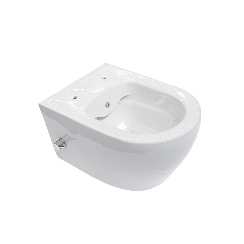 Aloni Spülrandloses Hänge WC mit integrierter Kalt- und Warmwasserarmatur und Taharet/Bidet/Dusch-WC Funktion Weiß - AL55800 - cover