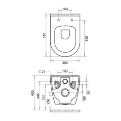 Aloni Design Hänge WC / Wand WC Toilette Weiß - AL5509 - 2