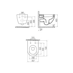Creavit Design RimOff Hänge WC mit Taharet/Bidet/Dusch-WC Funktion Weiß - FE322-00CB00E-0005 - 3