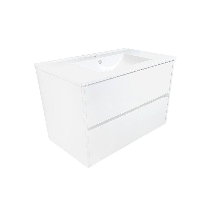 Hayat Bathroom Base cabinet 80 cm white glossy + sink - KEY2428-80 - cover