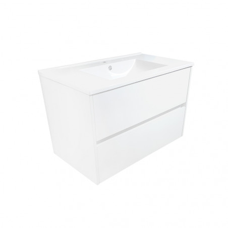 Hayat Bathroom Base cabinet 80 cm white glossy + sink