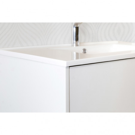 Hayat Badezimmer Unterschrank 80 cm Weiß glänzend + Waschbecken