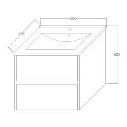 Hayat Bathroom Base cabinet 60 cm oak + washbasin - KEY3480-60 - 4