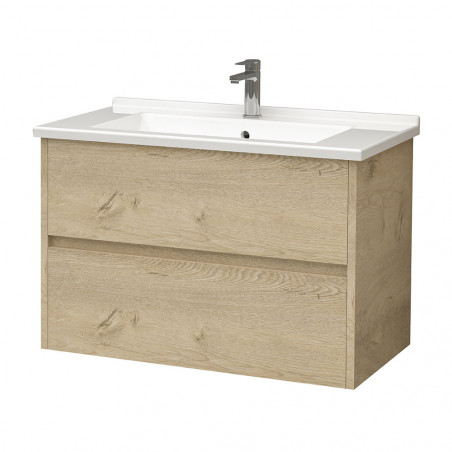 Hayat Bathroom Base cabinet 80 cm oak + washbasin