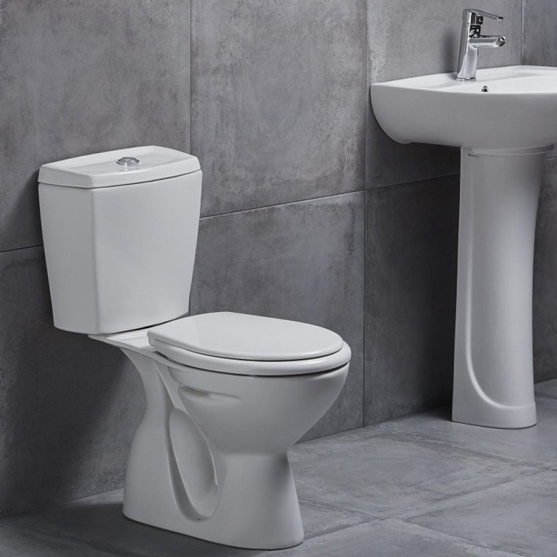 Stand-WC mit Keramik-Spülkasten und Softclose WC-Sitz Senkrecht Boden - S-ESW002 - cover