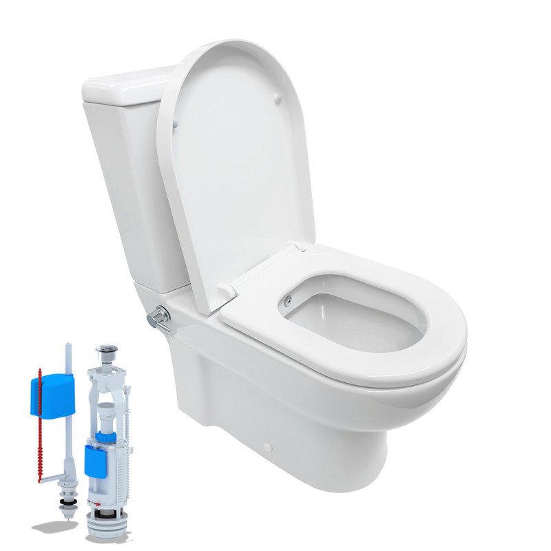 Stand-WC Dusch/Taharet Kombination + Armatur + Spülkasten + Deckel Komplett-Set - BV-SW2001 KomplettSet - cover