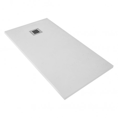 Veroni shower tray made of composite stone with slate pattern flat (TXBxH) 140 x 90 x 3 cm white