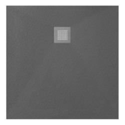 Veroni Duschwanne aus Kompositstein mit Schiefer-Muster flach (TxBxH) 90 x 90 x 3 cm Schwarz - SL99Z - 0