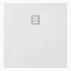 Veroni Duschwanne aus Kompositstein mit Schiefer-Muster flach (TxBxH) 90 x 90 x 3 cm Weiß - SL99W - 0