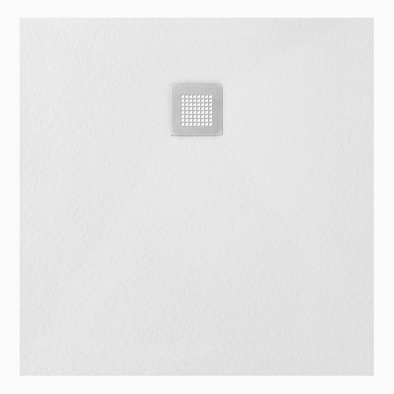 Veroni Duschwanne aus Kompositstein mit Schiefer-Muster flach (TxBxH) 90 x 90 x 3 cm Weiß - SL99W - cover