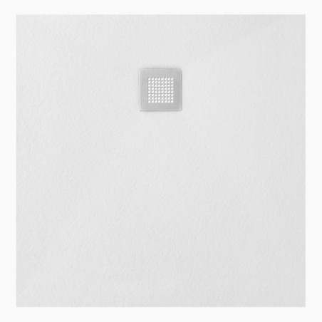 Veroni Duschwanne aus Kompositstein mit Schiefer-Muster flach (TxBxH) 100 x 100 x 3 cm Weiß