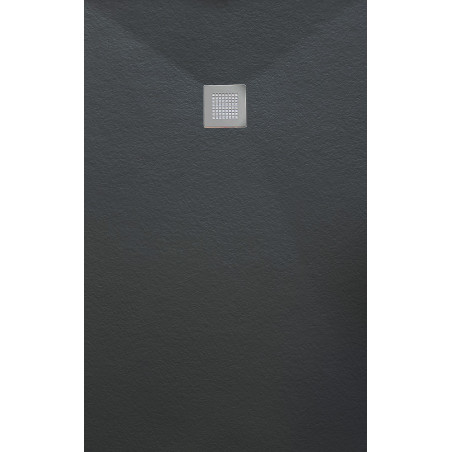 Veroni Duschwanne aus Kompositstein mit Schiefer-Muster flach (TxBxH) 180 x 90 x 3 cm Schwarz