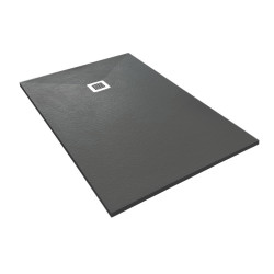 Veroni shower tray made of composite stone with slate pattern flat (TXBXH) 160 x 90 x 3 cm black - SL916Z - 0